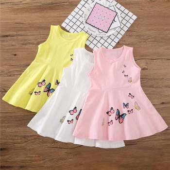

Baby Girls Butterfly Dress Summer Toddler Girl White Princess Beach Dresses Pink Kids Cotton Clothes Children Birthday Clothing