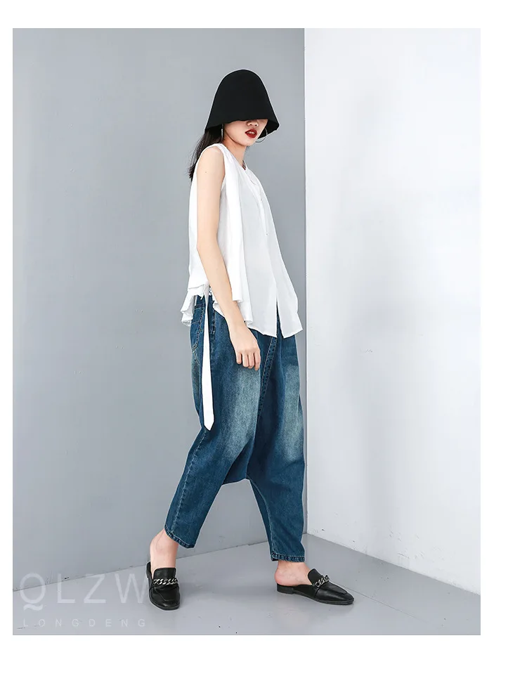 LANMREM новые летние модные женские эластичные винтажные джинсы с эффектом потертости и высокой талией WF72905L