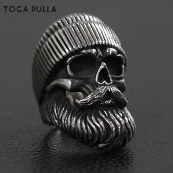 

Vintage Heavy Men Boys Biker Skull Ring 316L Stainless Steel Punk Gothic Motor Biker Ring Ghost Moustache Skull Ring Size 7-14
