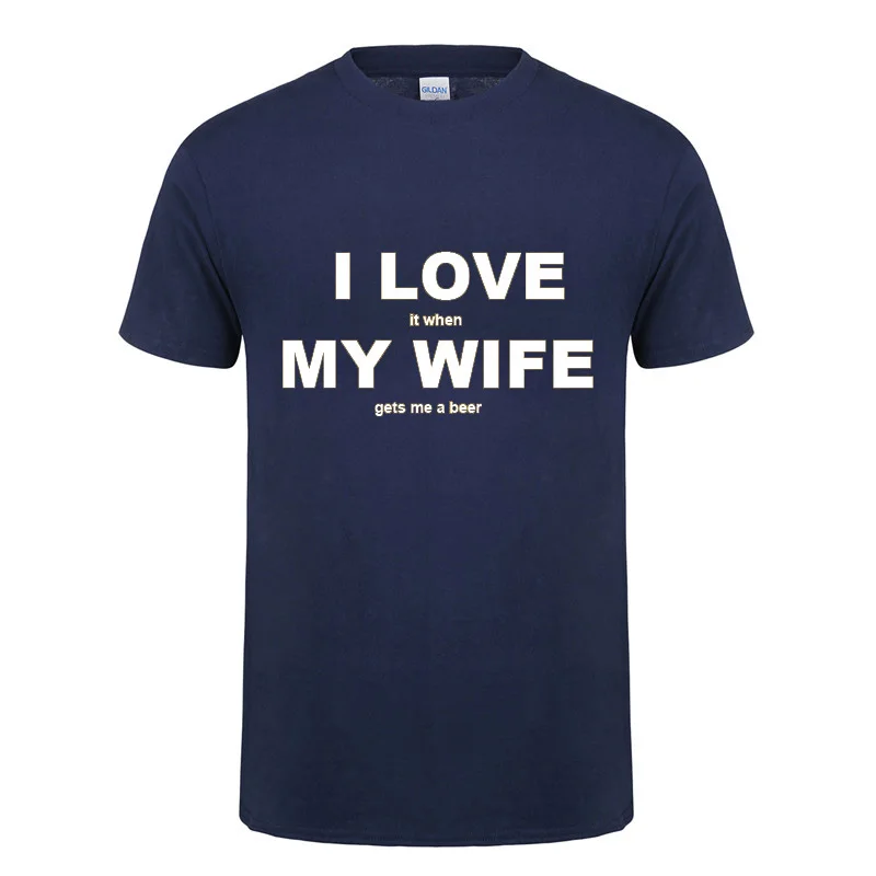 Мужская футболка подарки на день рождения для мужчины I Love My Wife Beer Humor забавная