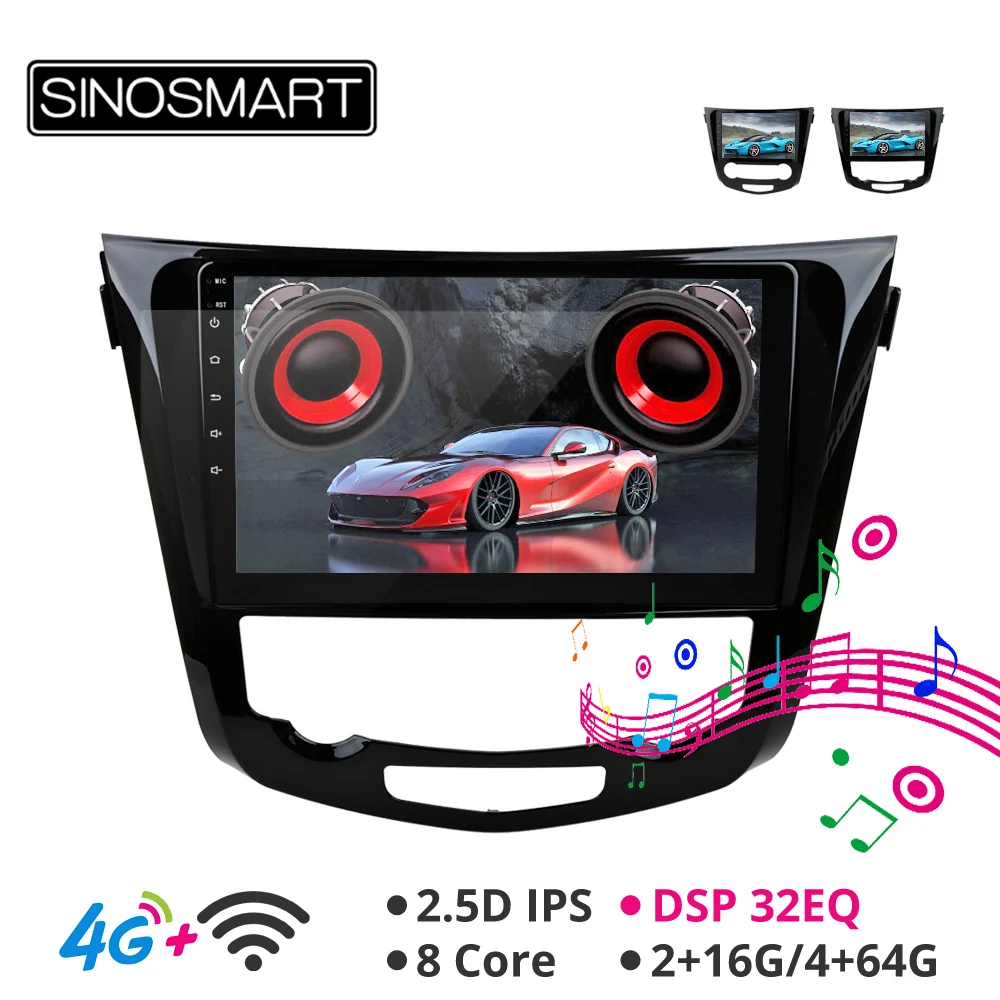 SINOSMART 8 ядро Процессор DSP автомобильный навигатор GPS плеер для Nissan X trail/Qashqai/Rogue/Dualis