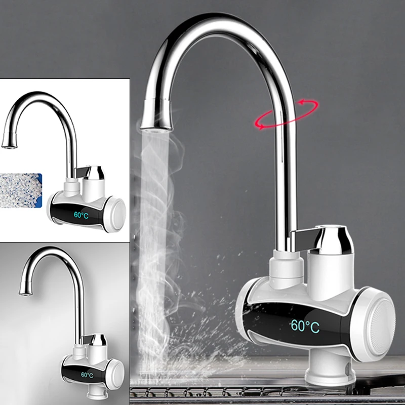 

2019 New 3000W Home Bathroom Kitchen Electric Faucet Tap Instant Hot Water Heater 360 Degrees