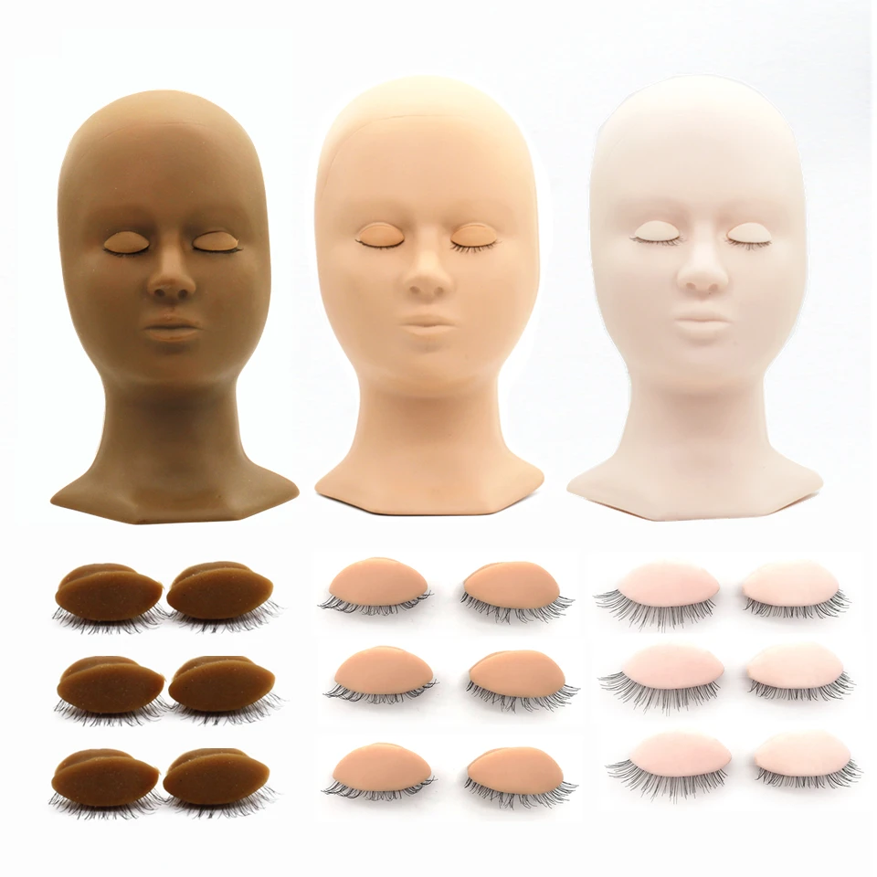 

Soft Silicone Mannequin Head Replacement Eyelids Practice False Eyelash Extensions Makeup Model Massage Training Heads 3 Colors