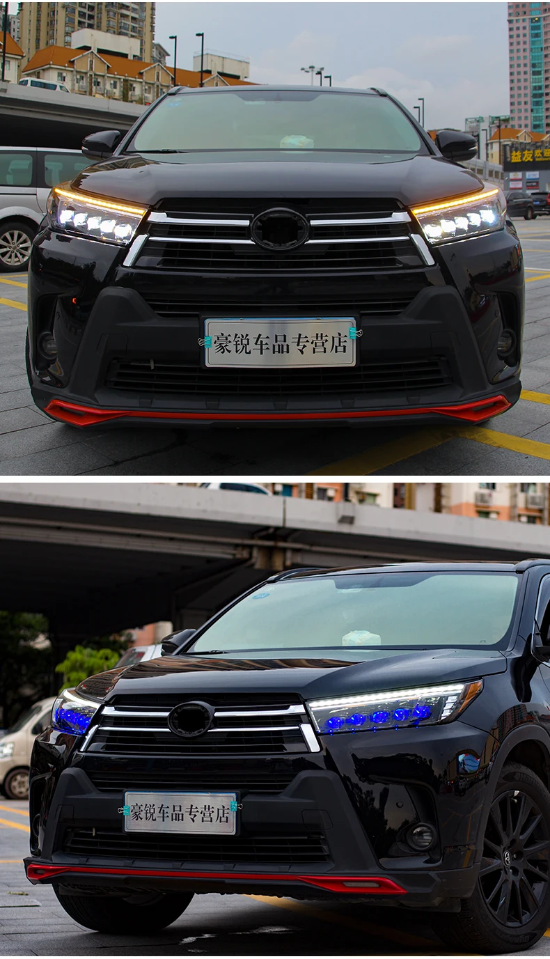 Автомобильный Стильный чехол для фары Toyota Highlander все светодиодный светодиодный головной фонарь все светодиодный фара Highlander дневные ходовые огни