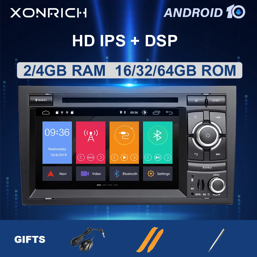 IPS DSP 4 Гб 64 2 din Android 10 GPS Авторадио для Audi A4 B8 B6 B7 S4 RS4 SEAT Exeo Мультимедиа Навигация dvd