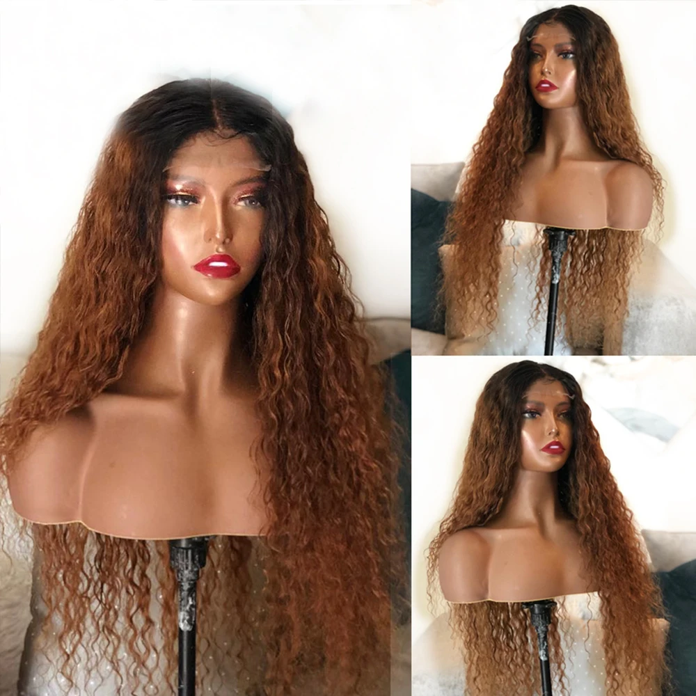 Eversilky13x4 парики на кружеве с волосами младенца предварительно сорвал бразильские вьющиеся человеческие волосы парики для женщин Ombre цвет кружевной парик без клея