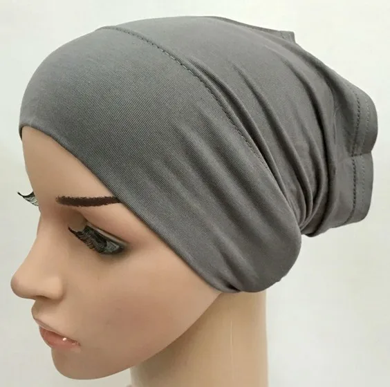 15dark grey Модальный хлопок однотонный цвет Внутренняя крышка бинты мусульманские подшарфы хиджаб - Цвет: 15dark grey