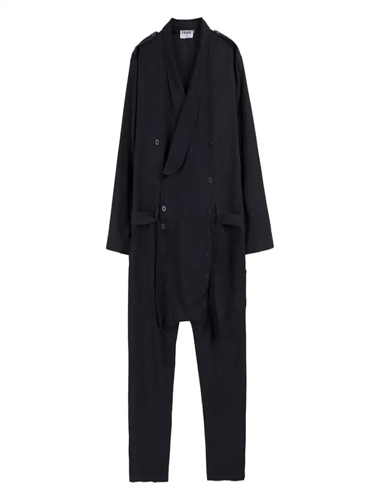 

Мужской новый стиль парикмахера для волос в европейском и американском стиле Темный Повседневный СВОБОДНЫЙ Модный мужской комбинезон большого размера с несколькими пуговицами