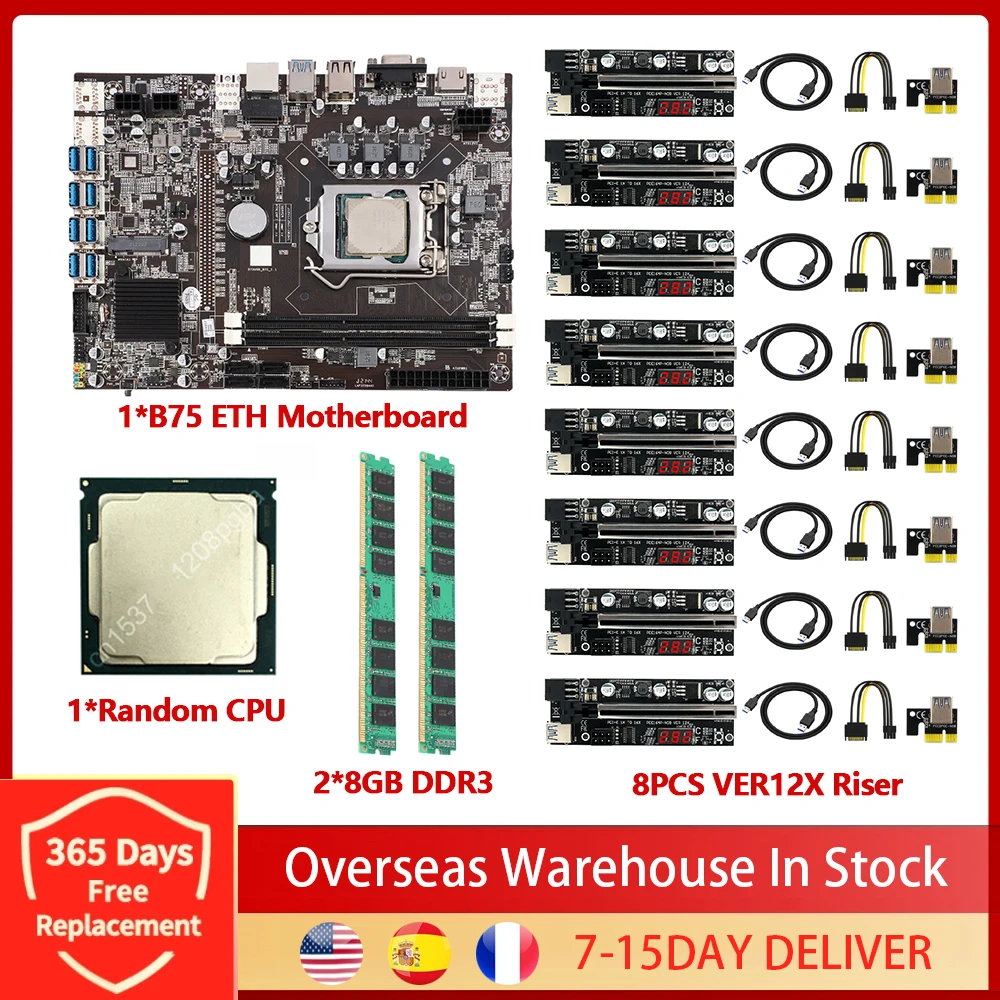 ETH-B75 Mining Rig материнская плата с поддержкой 8 GPU Графическая карта Майнер USB 3 0