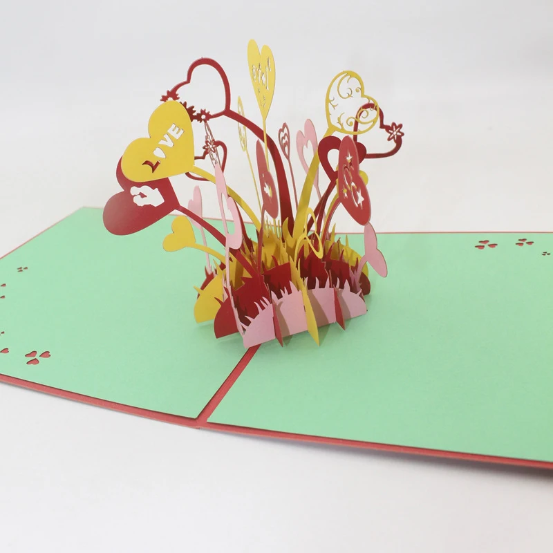  3D Handmade Mix Color Heart Lover Cluster Paper Invitation Greeting Cards Wedding Party PostCard Va - 4.00042E+12