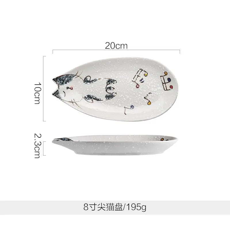 Японская кошка керамическая посуда блюдо рыба тарелка прекрасный творческий бытовой обеденный миска лапша суп - Цвет: 8 inch long plate