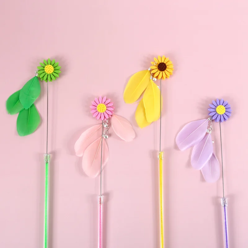 

Fairy Cat Teaser Bell Handmade Bow Cat Toy Little Daisy Feather Pet Interactive