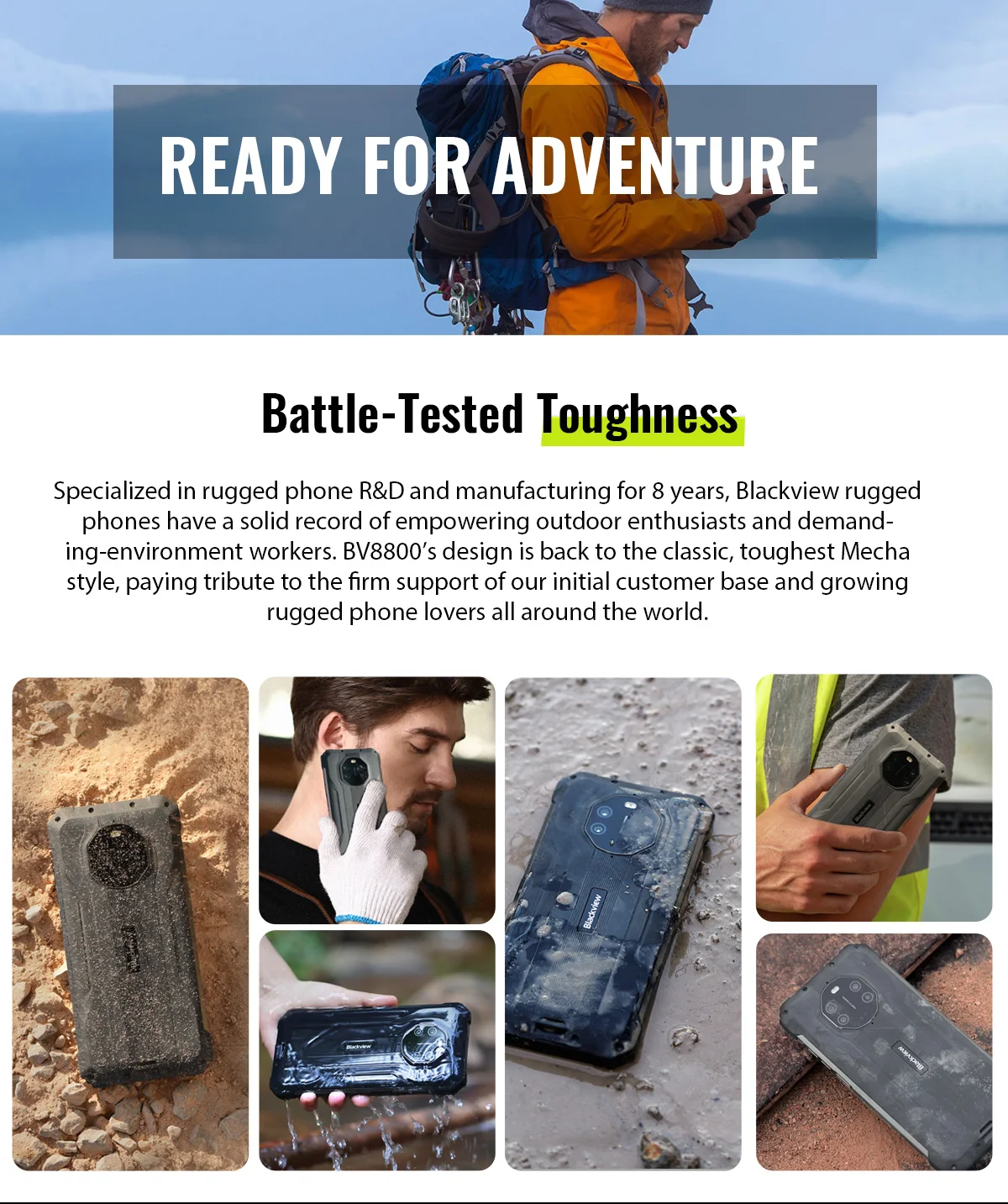 BLACKVIEW BV8800 IP68 Rugged Smartphone Helio G96 8GB+128GB CellPhone 90Hz Display Android 11 Mobile Phone 8380mAh 50MP Cameras ddr5 ram