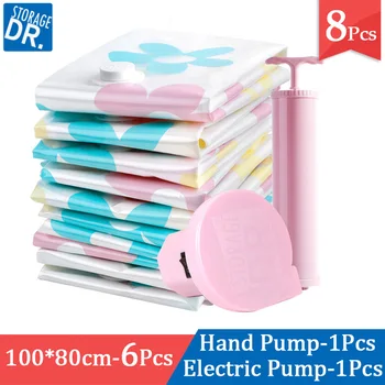 

Big Size Vacuum Bag with Hand/Electric Pump Wardrobe Quilt Organizer Clothes Soft Toy Compression Bags for Storage 6Pcs