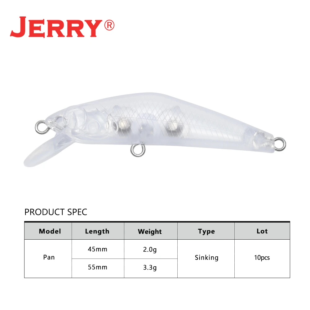 Jerry Pan Unpainted Blank Body Fishing Lure 45mm 55mm Micro Minnow Area  Trout Bass Wobbler Hard Bait Deep Diving Jerkbait