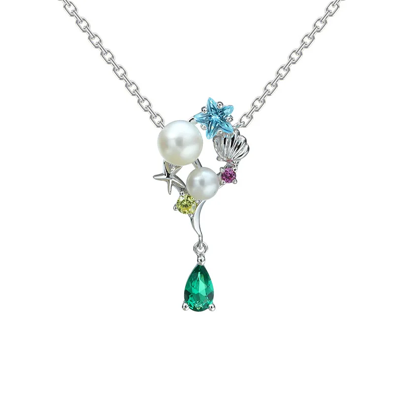 

Korean-style Shell Starfish Natural Pearl Necklace Set INS GIRL'S Heart S925 Fine Silver Water Droplet Earrings Hipster