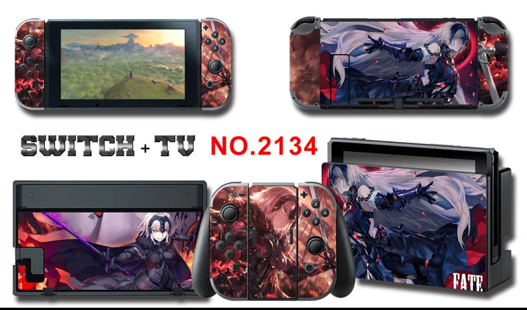 1set New Cute Anime Full Body Sticker for NS Switch Protective Cover Skin Colorful Art for Game Console Joy-Con Controller Decor