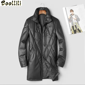 

Boollili Winter Genuine Leather Jacket Men 2020 Long Sheepskin Coat Warm Down Jacket Korean Mens Leather Jackets