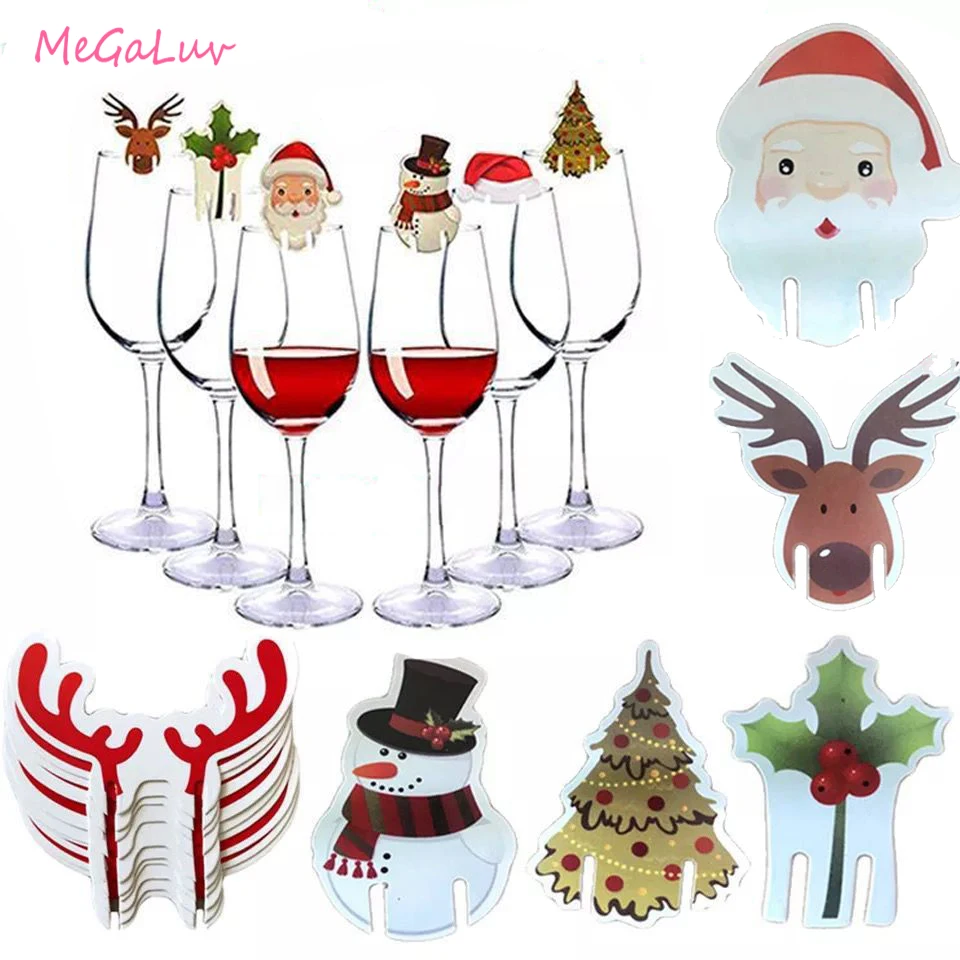 Best Buy Christmas-Cup-Card Glass-Decoration Santa-Hat Wine Xmas 10pcs Party 1005001486986647