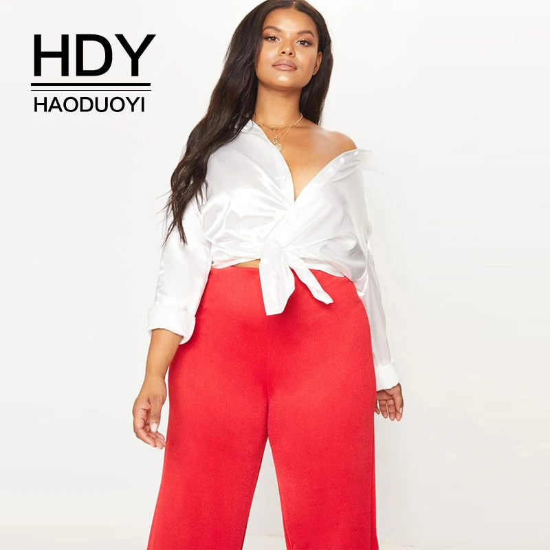 HDY Haoduoyi 2019 Летняя мода уличный сексуальный стиль размера плюс V воротник