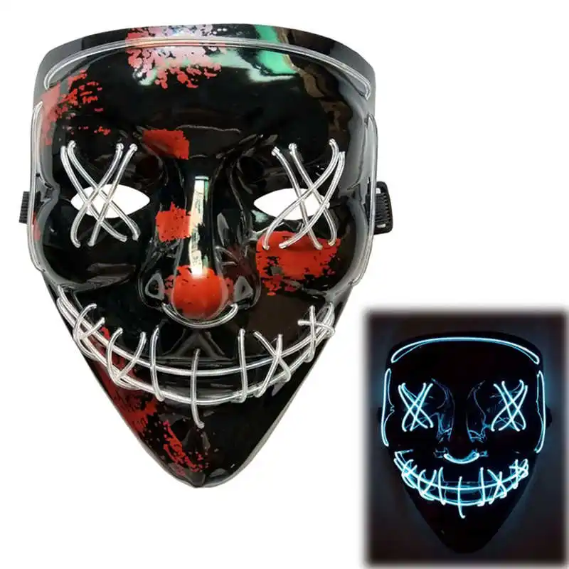 Светодиодный/EL маскарадная маска на хэллоуин костюм полное лицо покрытый фестиваль вечерние светильник маски светящиеся в темноте 43 цвета на выбор - Цвет: DU0434B