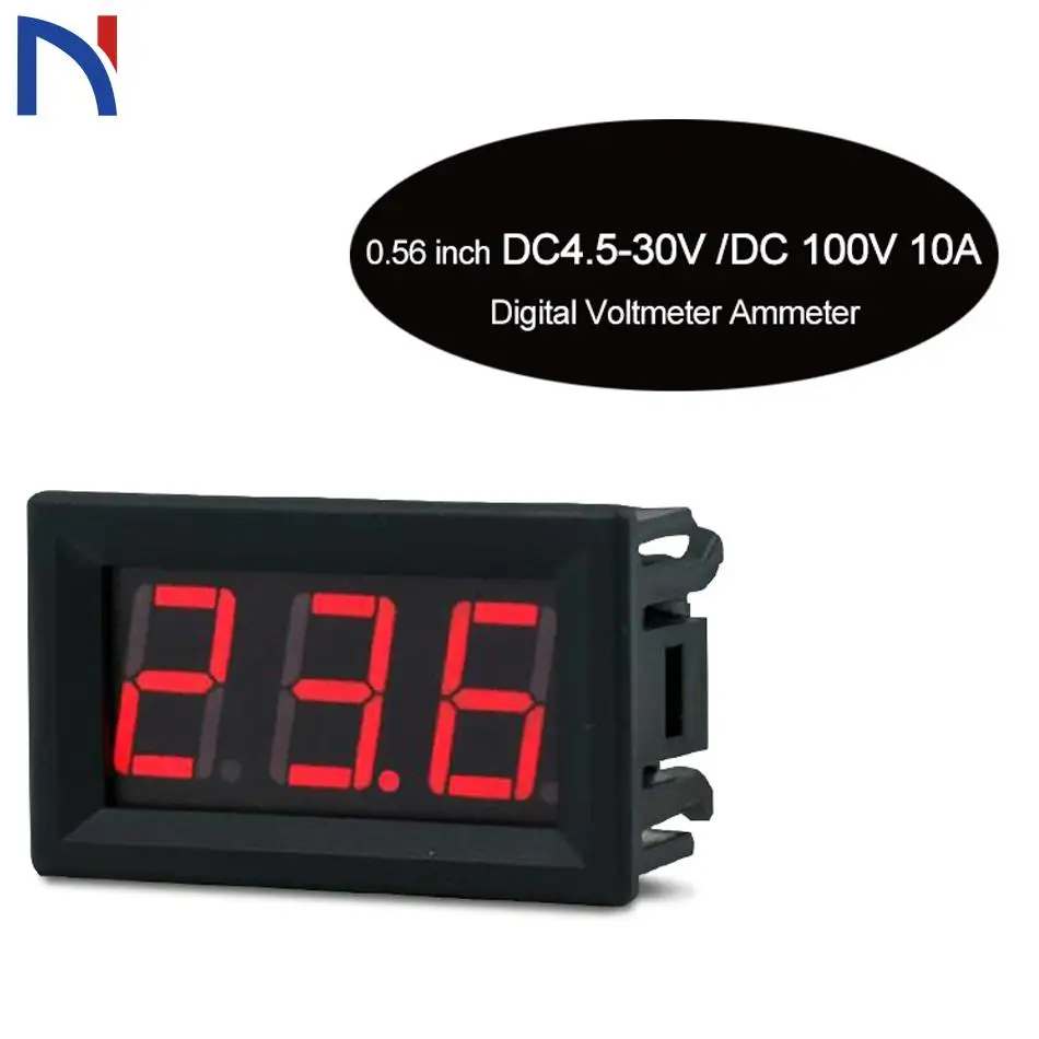 

0.56inch Mini Digital Voltmeter Ammeter DC 100V 10A Voltmeter Current Meter Tester Blue+Red Dual LED Display Green Red Yellow