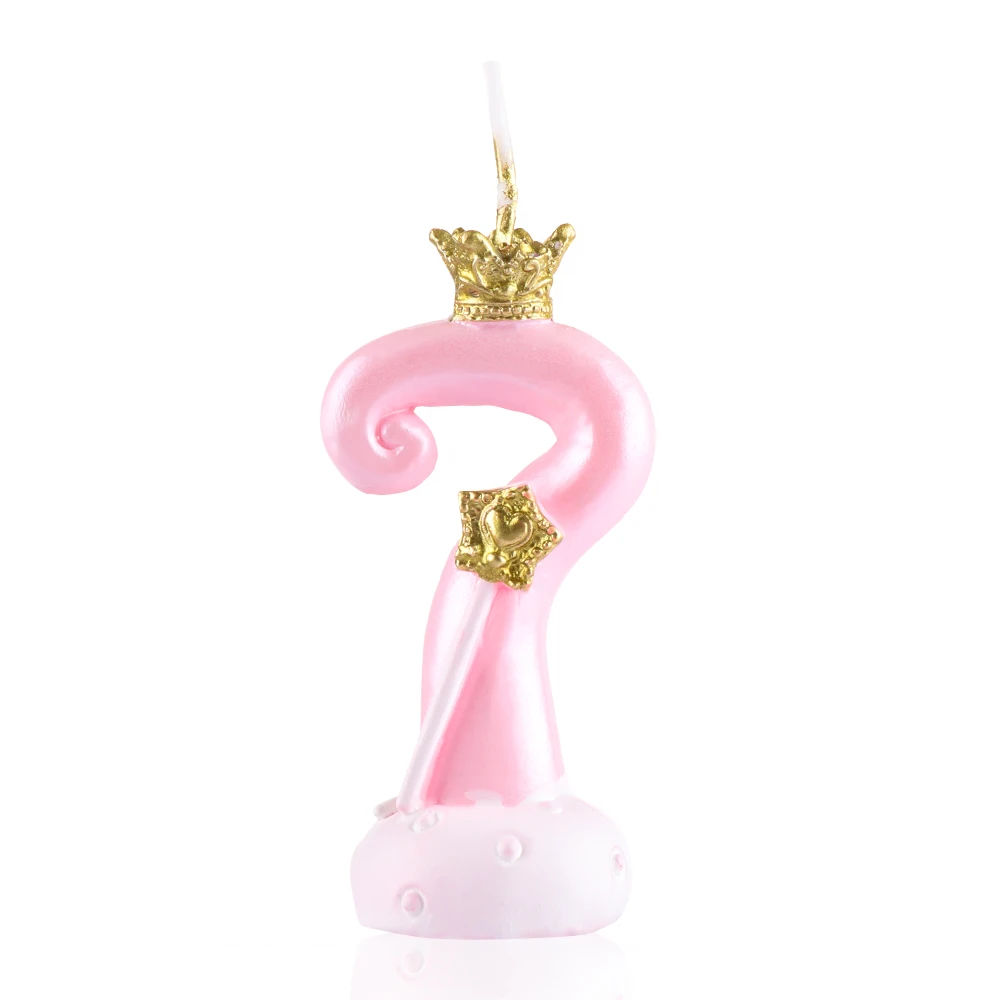 1 шт. Корона цифровой торт свечи с днем рождения кекс Топпер вечерние украшения выпечка в подарок для детей свадебные принадлежности - Цвет: Pink 7