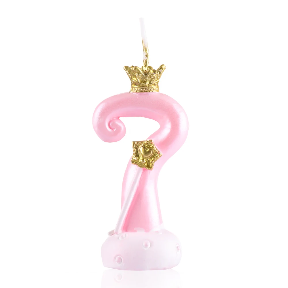 Pink 7 1 шт. Корона цифровой торт свечи с днем рождения кекс Топпер вечерние украшения выпечка в подарок для детей свадебные принадлежности - Цвет: Pink 7