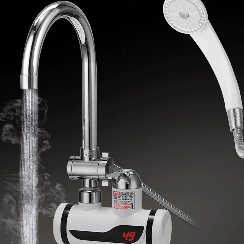 Instantánea sin tanque caliente eléctrico grifo con calentador de agua de la cocina calentamiento instantáneo calentador de agua del grifo con LED enchufe de la UE