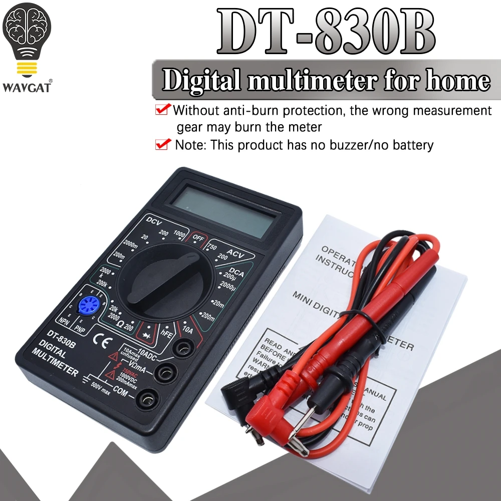 Цифровой вольтметр WAVGAT Омметр амперметр мультиметр ручной тестер DT830B домашний