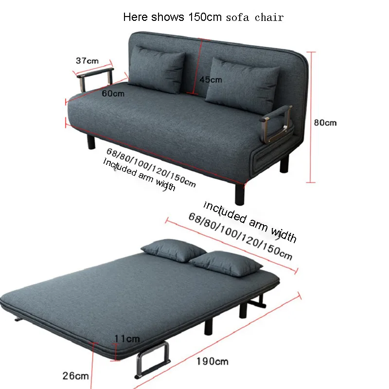  ESRADA Sofá convertible de suelo, sofá perezoso de suelo, sofá  cama plegable tapizado con respaldo ajustable, marco de metal y bolsillos  laterales para sala de estar y dormitorio, gris-B : Belleza