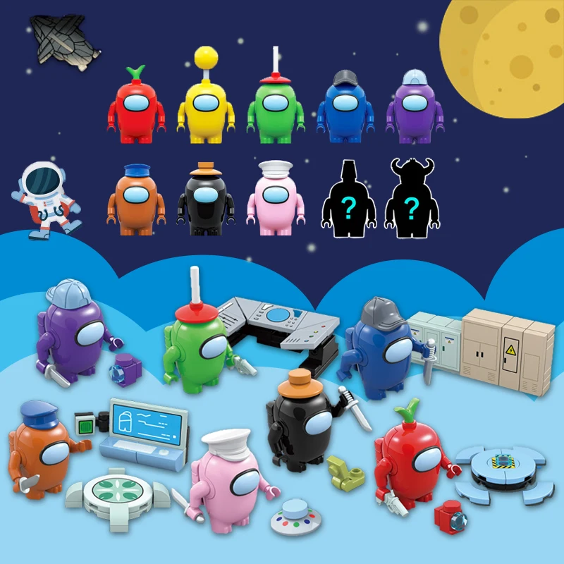 

10pcs/Set Among Us Game Building Blocks Space Alien Figures Model Peluche Avatar Building Blocks Bricks Toys for Children Gifts