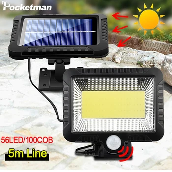 

100 COB LED Solar Light LED Solar Lamp Motion Sensor Flood Wall Light Outdoor Street Lamp Garden Security Road Lamp With 5m Line