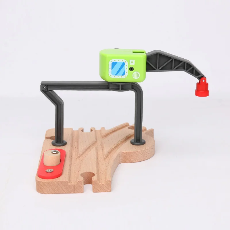 new rail crane Друзья деревянный поезд игрушечные часы платформа угольная станция пещера туннель кран деревянные аксессуары для поезда трек части блоки игрушки - Цвет: new rail crane