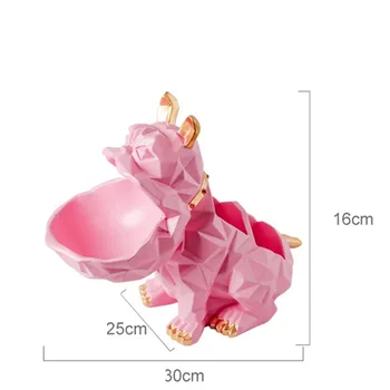 

Geometry Dog Statue Multifunction Storage Box Resin Animal Bulldog Sculpture Home Decoration Remote Control Accessories R2556