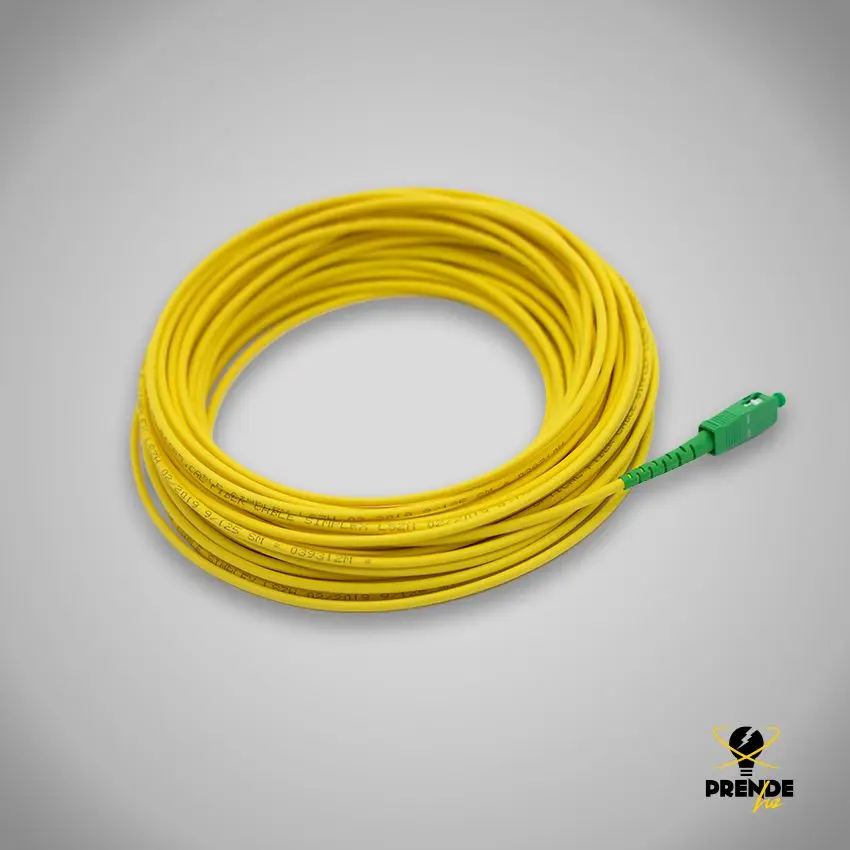 PRENDELUZ Cable Fibra ÓPTICA 20 Metros Universal - Color Amarillo SC/APC a SC/APC monomodo simplex 9/125