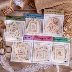 Papier décoratif en coton et lin, étiquettes Vintage de style timbre, matériel de bricolage pour Album journal intime, Scrapbooking, fournitures artisanales, 10 pièces/paquet 