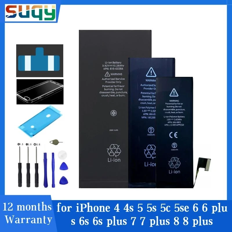 Suqy для Iphone 4/4s/5/5s/5c/se/6/6 Plus/6s/6s Plus/7/7 Plus/8/8 Plus аккумулятор Apple IPhone 5s батареи 0