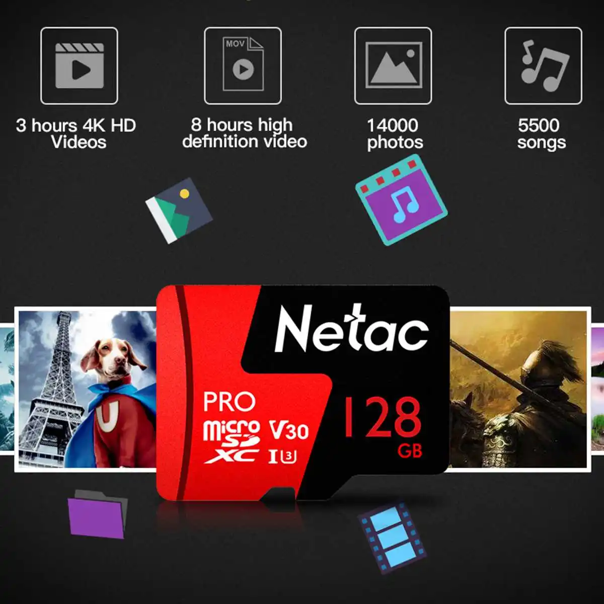 Netac P500 Pro Micro SD Card 64 Гб/128 ГБ/256 ГБ V30 UHS-I U3 100 МБ/с. 4K флэш-памяти SD карты памяти TF карта для смартфона/монитор