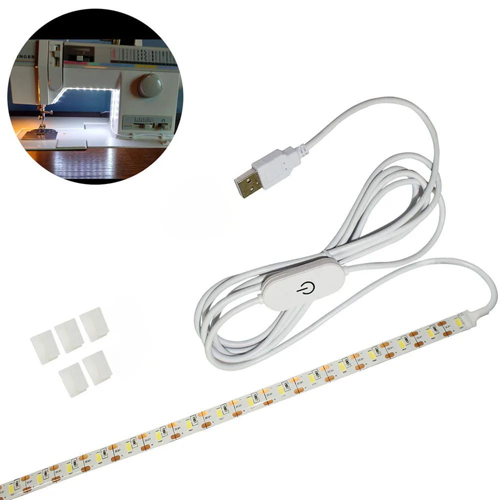 Striscia LED Per Macchina Da Cucire - 30 Cm, 5V, Con Dimmer Touch E Clip, Bianco - Foto 2