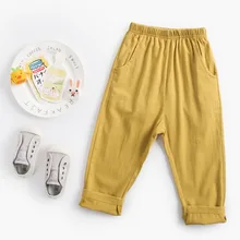 Осенняя детская одежда; ; детские брюки среднего размера; модные тонкие спортивные брюки из чистого хлопка для мальчиков; сезон весна-осень