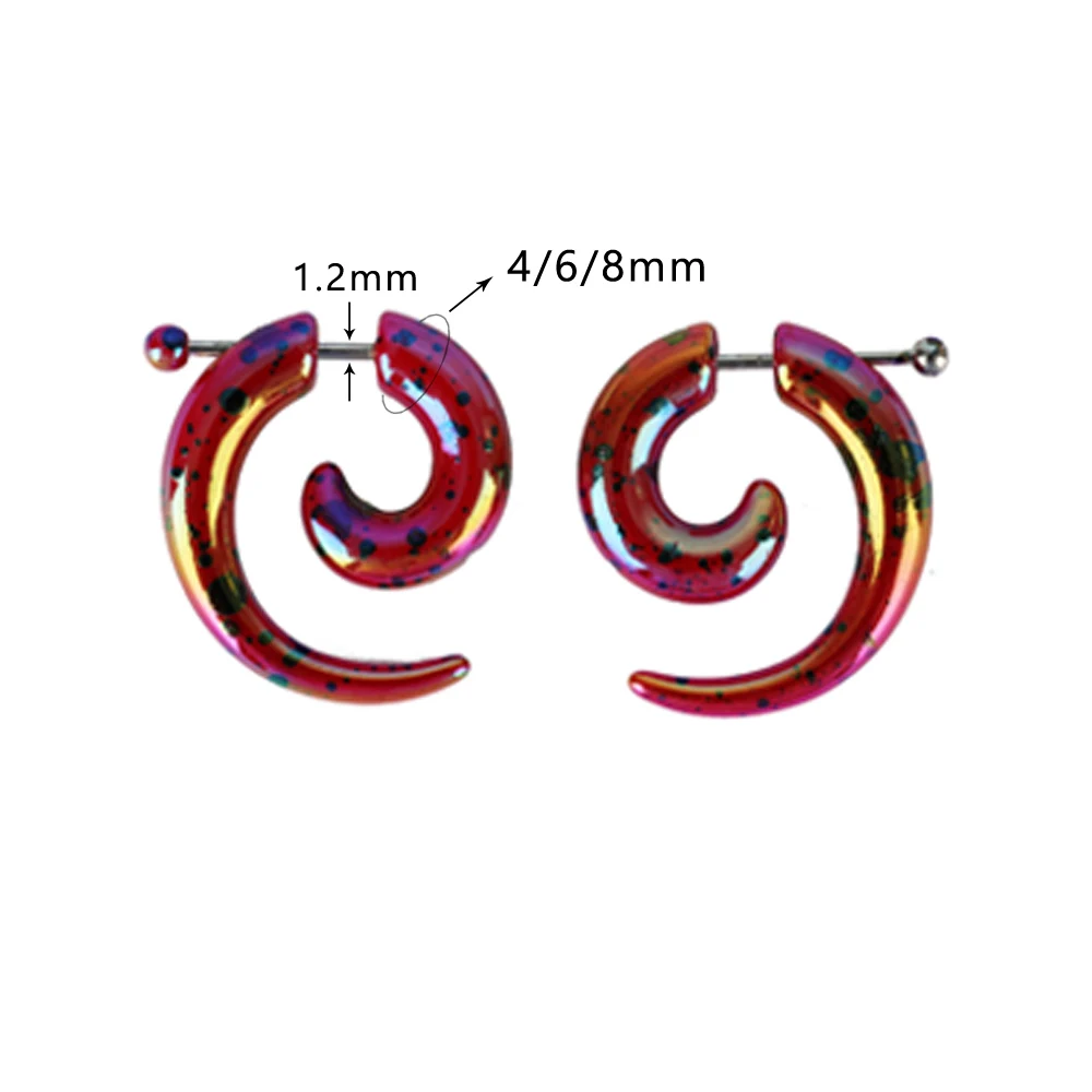 Имитация пирсинга серьги пробки и тоннели 2 шт Акриловые спиральные ушные конусы носилки ювелирные изделия с расширителем для тела сексуальные женские аксессуары - Окраска металла: Red AB