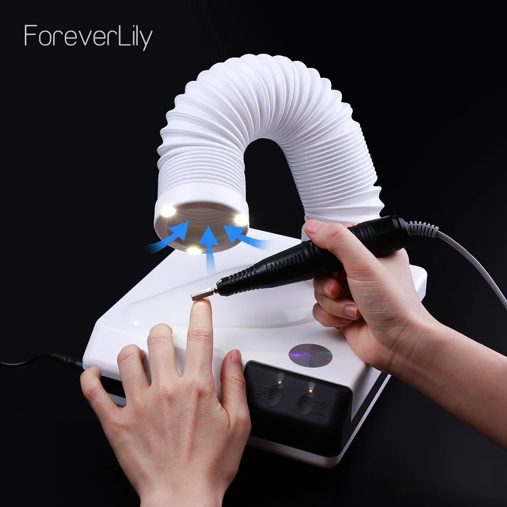 60W Double Use Strong Nail Dust Collector Suction Dust Cleaner Retractable Elbow Design Fan Nail Vacuum Cleaner Manicure Machine