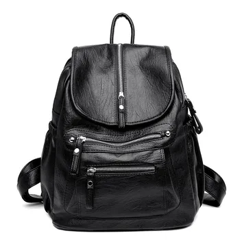 

New Women'S Bag Shoulder Bag Large Capacity Soft Leather Casual Backpack Korean Version Of the Simple Tide Travel Bag