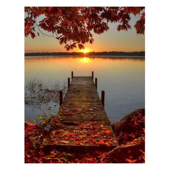 

Sunset Lakeside 5D DIY Diamond Painting Kits for Adults Full Drill Crystal Rhinestone Embroidery Cross Stitch Arts Craft