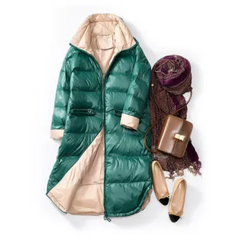 

2019New Winter Women's down jacket Ultra Light White Duck Down Jacket Women Thin Long Parka Female Warm Parka Winter Outerwear