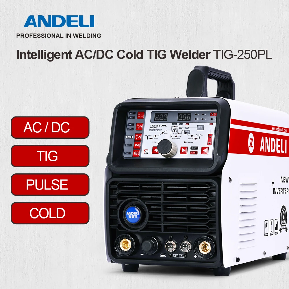 

ANDEL 220V TIG-250 series AC DC TIG сварочный аппарат, сварочный аппарат AC TIG холодная Импульсная Сварка Алюминия, сварка MMA, точечная Сварка