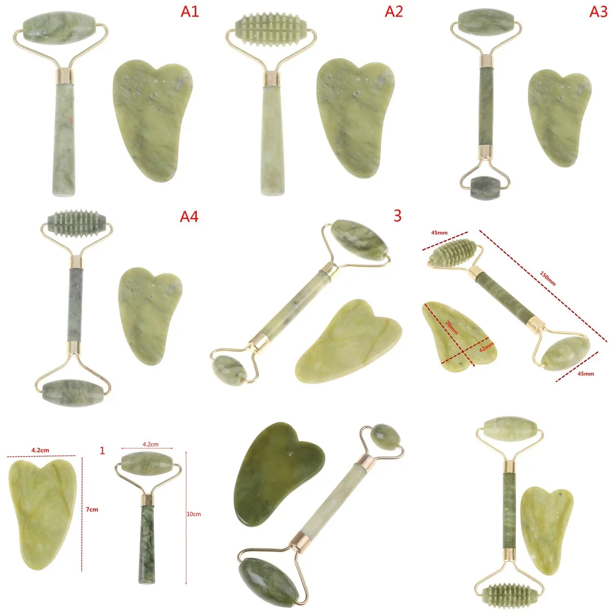 1/2PC Jade Roller Gua Sha Scraper Face Lift Slimming Anti-Aging Wrinkles Massage Tool Skincare Body Guasha Detox Facial Massager