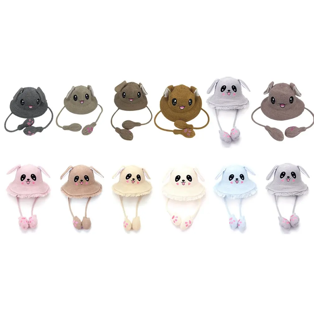 Toy Hat Pinch Long Ears Moving Hat Plush Rabbit Ears Hat Funny Hat Airbag Cap Kids Adults