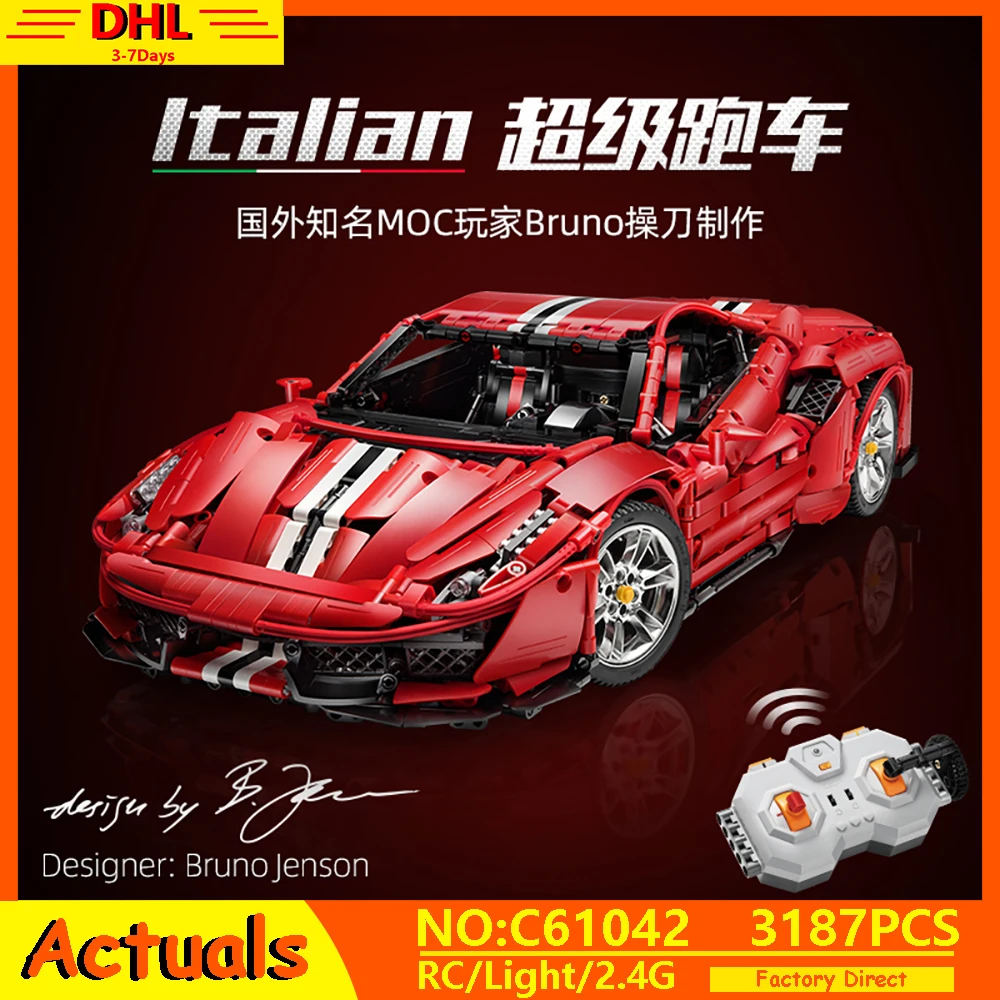 

IN STOCK MOC Technic Master Series The Italian Super-Car 488 Racing Car Model Building Blocks Bricks Toys Kids Christmas Gifts